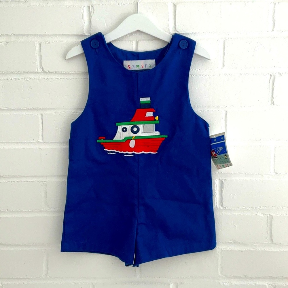 Boys Royal Blue Nautical Themed Short Romper Size 3T